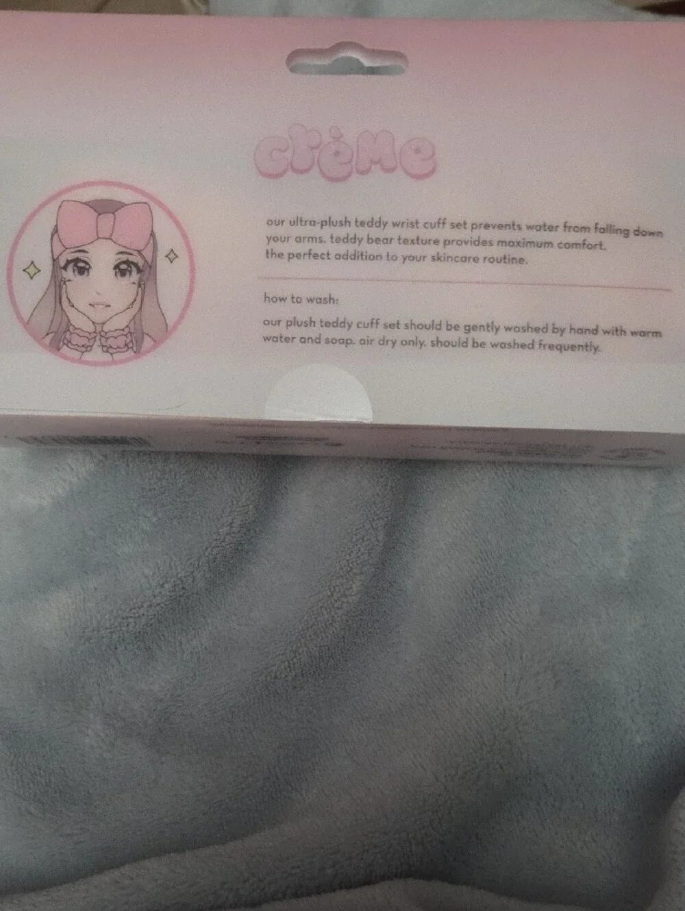 The Creme ShopPink Plush Teddy Wrist Cuff Spa Headband - Pink  NWOT